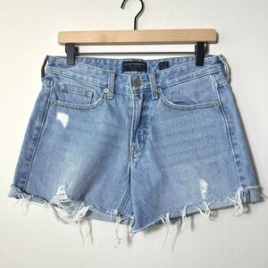 Lucky Brand Womens Boyfriend Short Light Wash Distressed Denim Western Festival